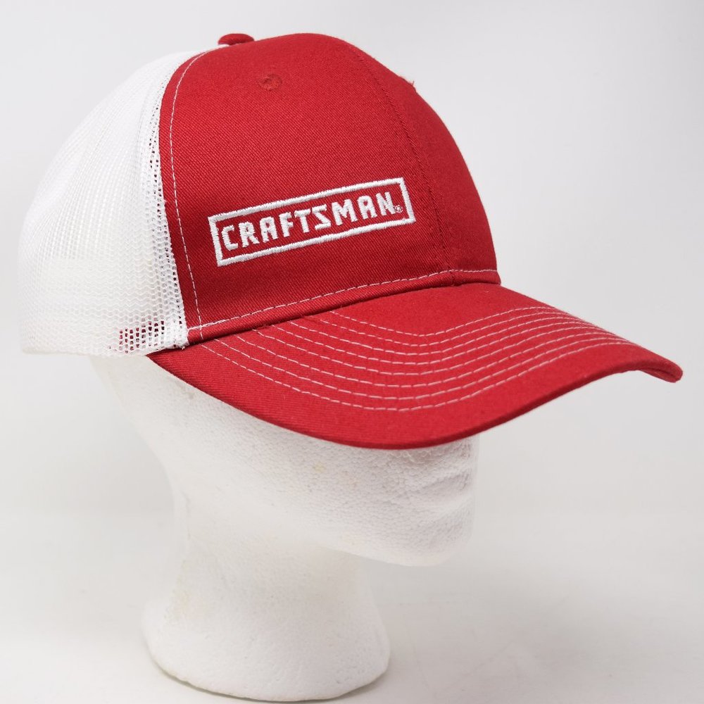 Craftsman Cap Unisex Men Women Snapback Mesh Adjustable Red White Embroidered